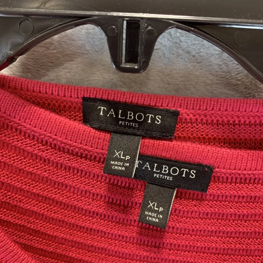 Talbots Women's Sweater Cardigan and Shell Tank XL Petite Pink Ribbed Minimalist